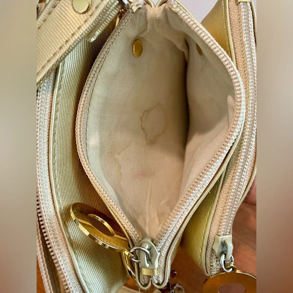 Vintage 1980s Nima Gold Tiger Brooch Triple Pocket Women’s Crossbody Bag Purse - Picture 12 of 13